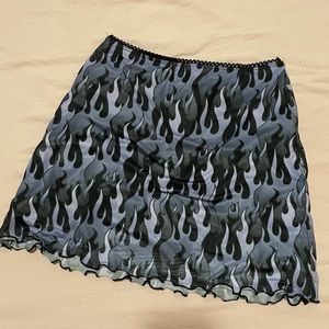 dolls kill horoscopez blue flame mini skirt